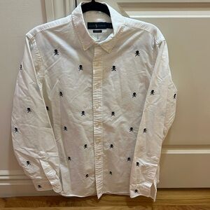 Ralph Lauren Button Down Shirt with Embroidered Skulls